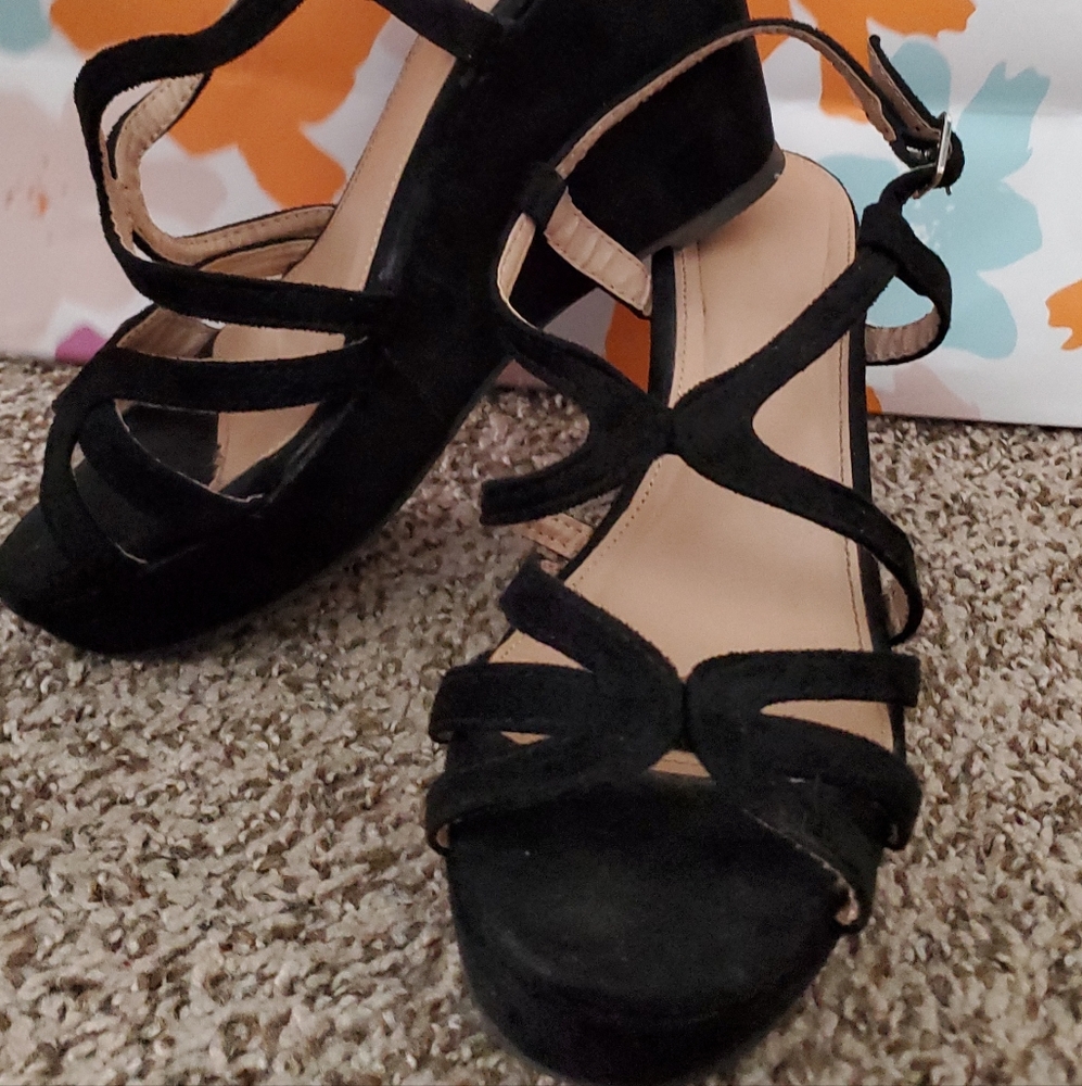 Black strapped heels